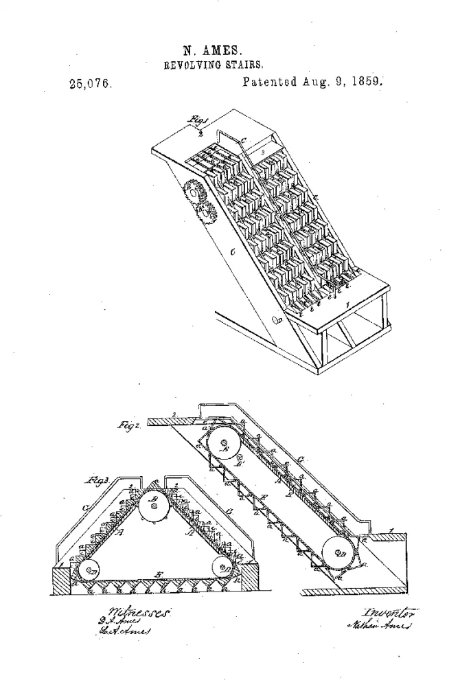 Nathan Ames Paten Tangga Berputar (revolving stairs)