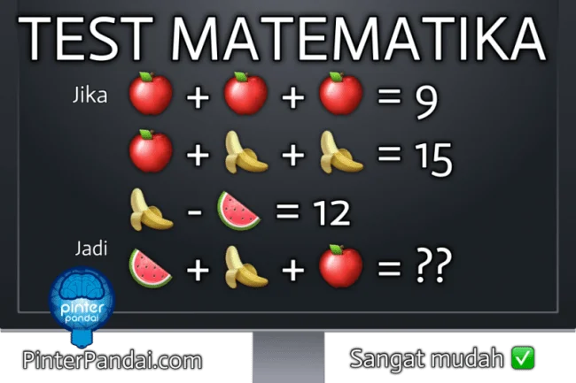 Quiz test matematika apel pisang semangka