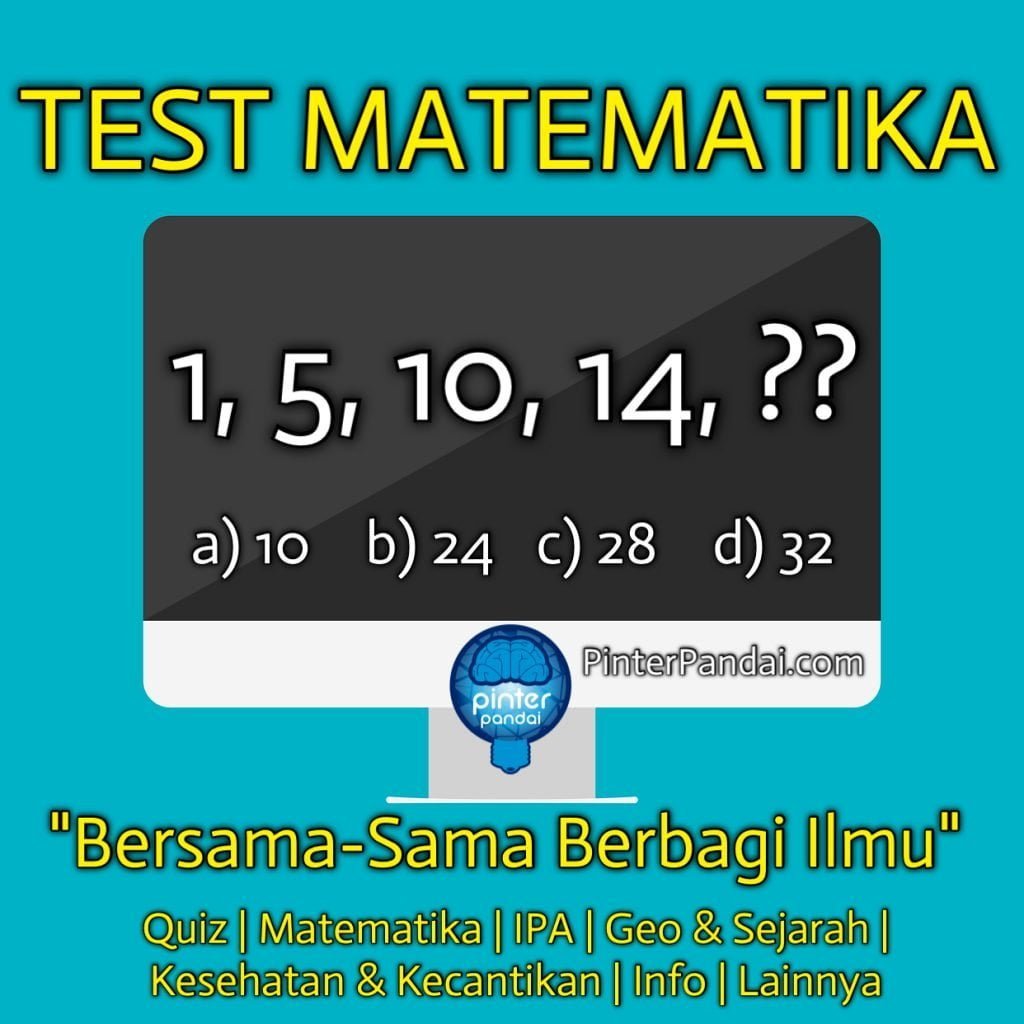 test quiz matematika 1, 5, 10, 14, ??
