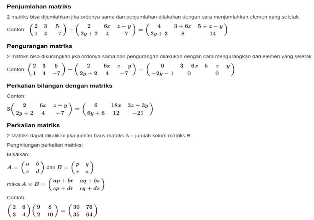 Perhitungan Matriks