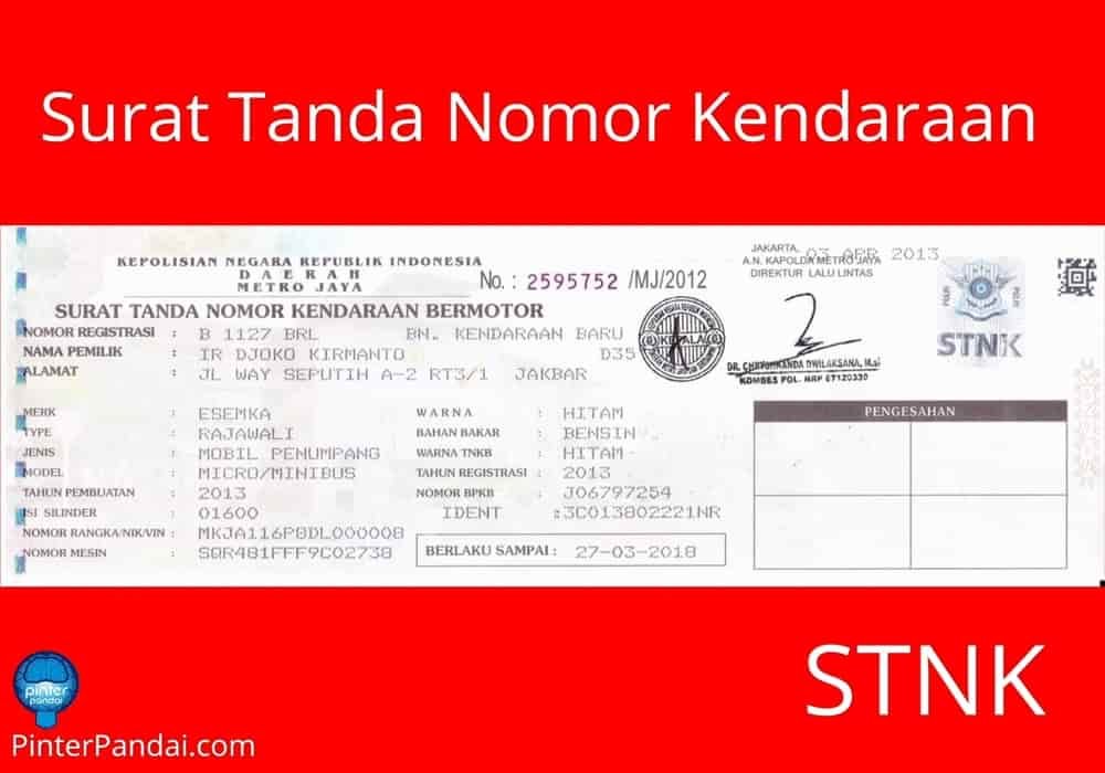 STNK Surat Tanda Nomor Kendaraan