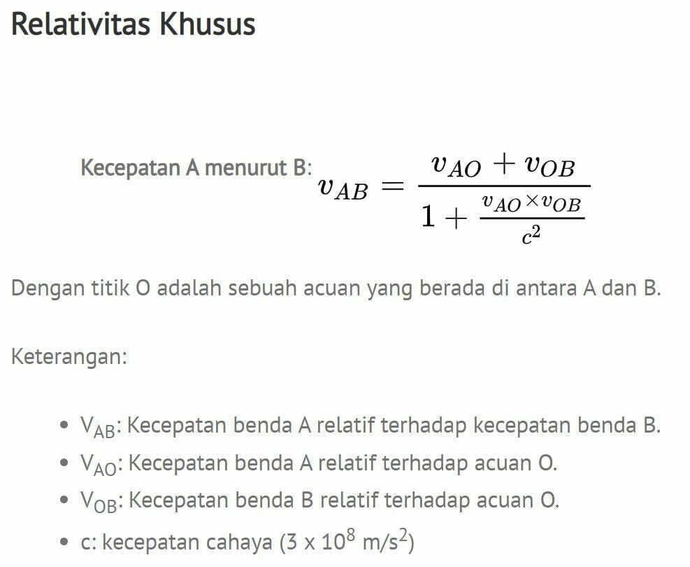 Rumus Relativitas Dan Contoh Contoh Soal Beserta Jawabannya