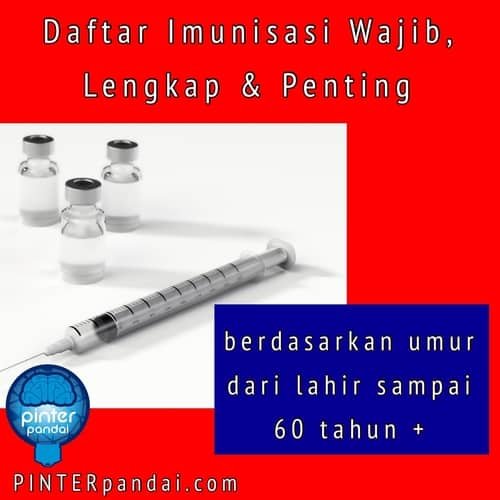 Daftar Imunisasi Wajib, Lengkap dan Penting, Beserta Rekomendasi (dari lahir sampai atas 60 tahun+)