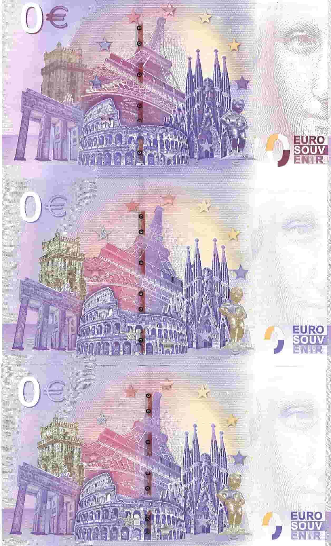 Gambar koleksi uang kertas 0 euro baliknya